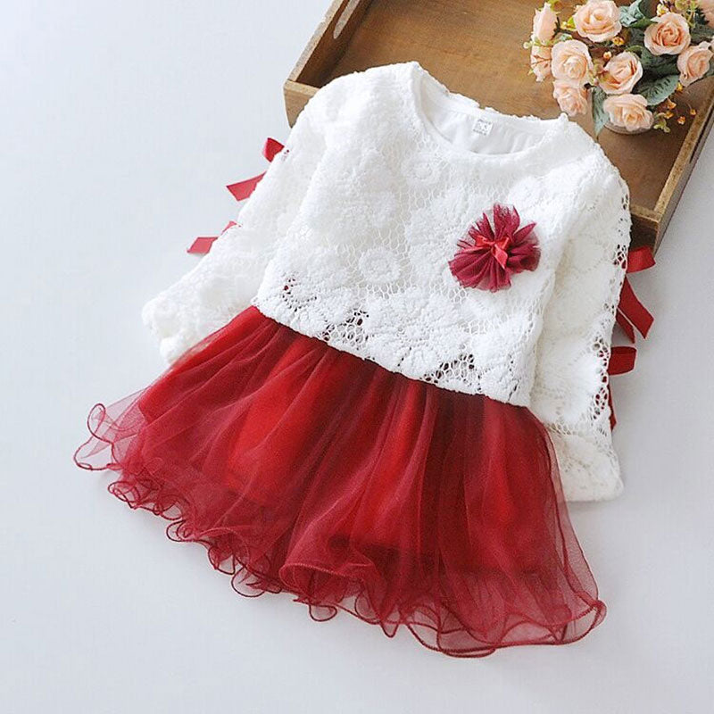 Baby Girl Flower Lace Spring Long Sleeve Princess Dressing