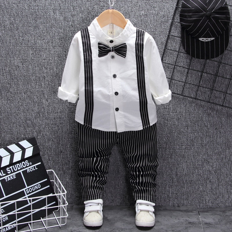 With belt Fall Formal Infant baby boys birthday clothing set for newborns babies tops outerwear pants suit outfit clothes sets
